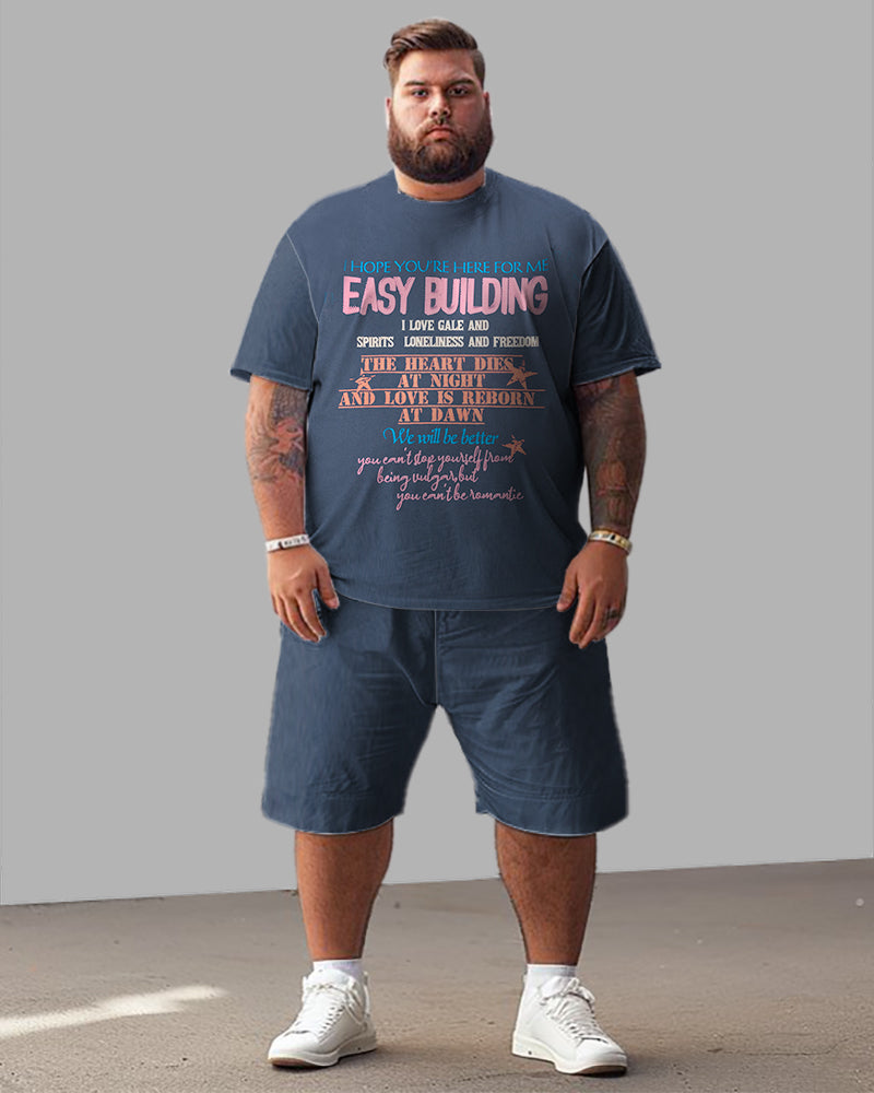 Big & Tall Graphic T-Shirt Shorts Set for big men view 1