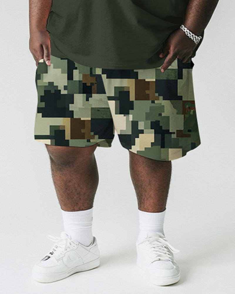 Big & Tall Colorblock Graphic T-Shirt Shorts Set for big men view 3