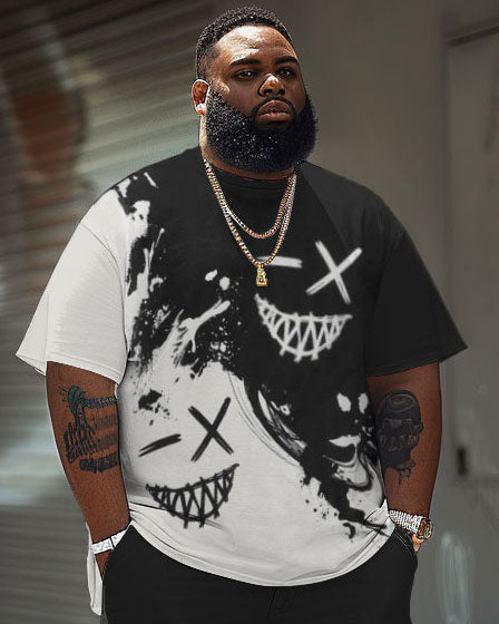 Big & Tall Graphic Streetwear T-Shirt Shorts Set for big men view 3