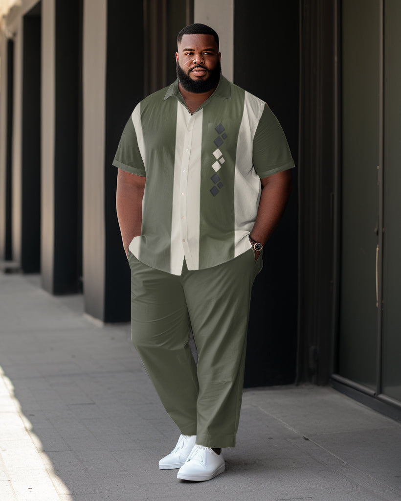 Big & Tall Business Casual Athletic T-Shirt Pants Set for big men view 1