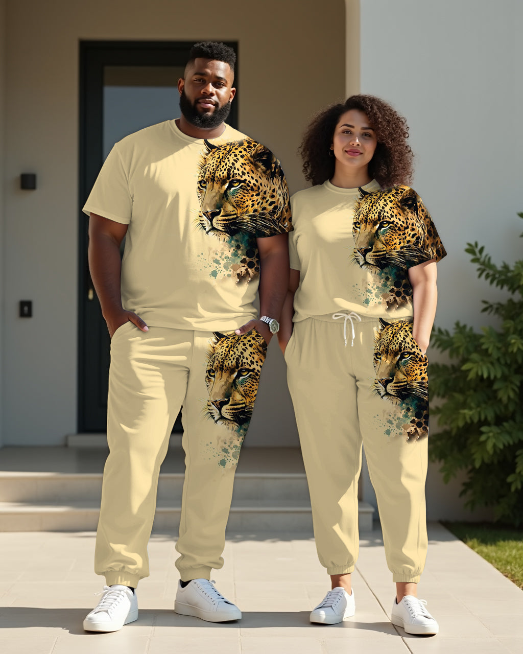 Big & Tall Colorblock Streetwear T-Shirt Pants Set for big men view 1