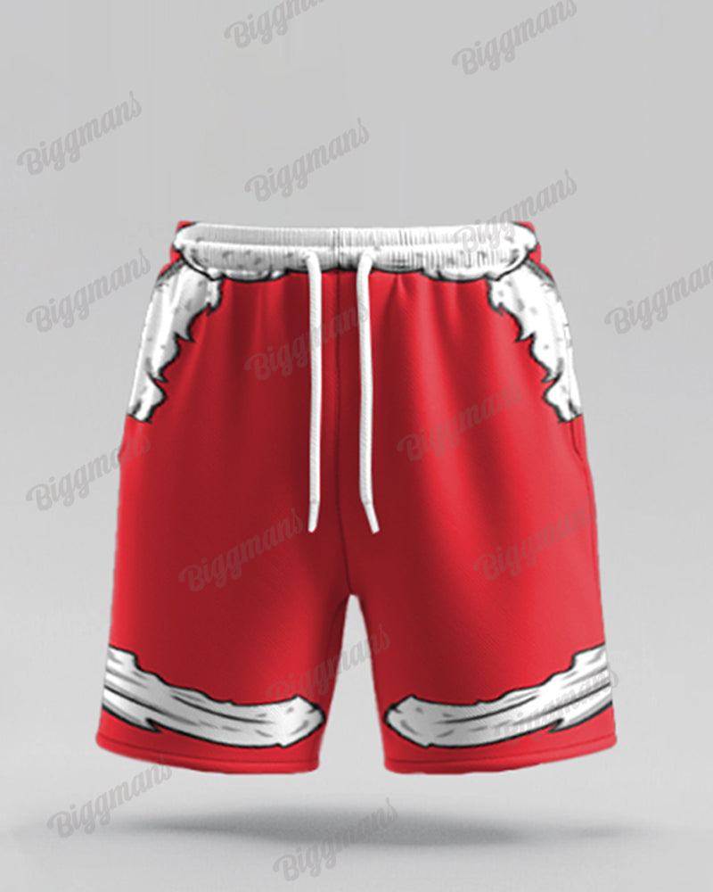 Big & Tall Red Graphic T-Shirt Shorts Set for big men view 3