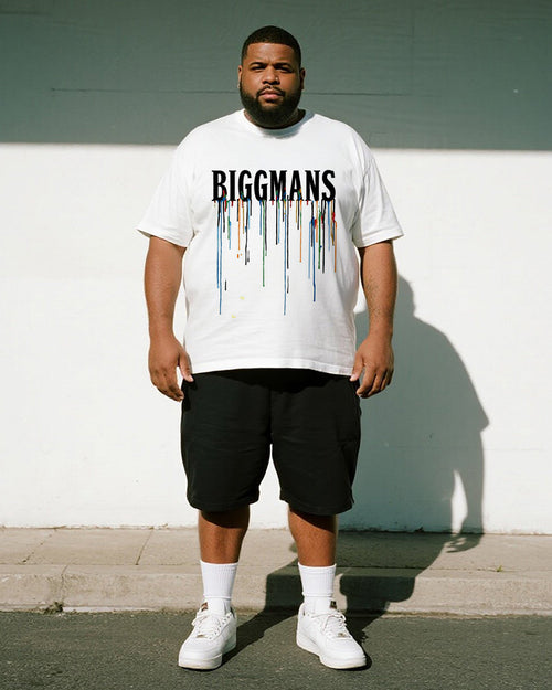 Big & Tall Graphic Graffiti T-Shirt Shorts Set for big men view 1