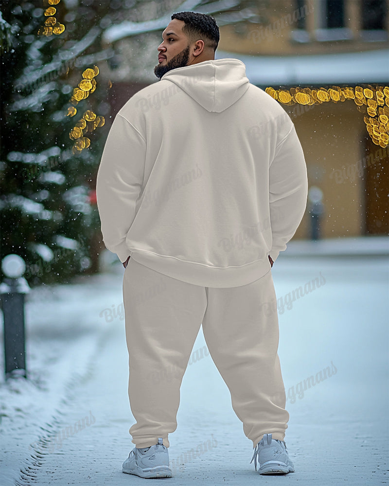 Big & Tall Black Graphic Hoodie Sweatpants Set for big men view 2