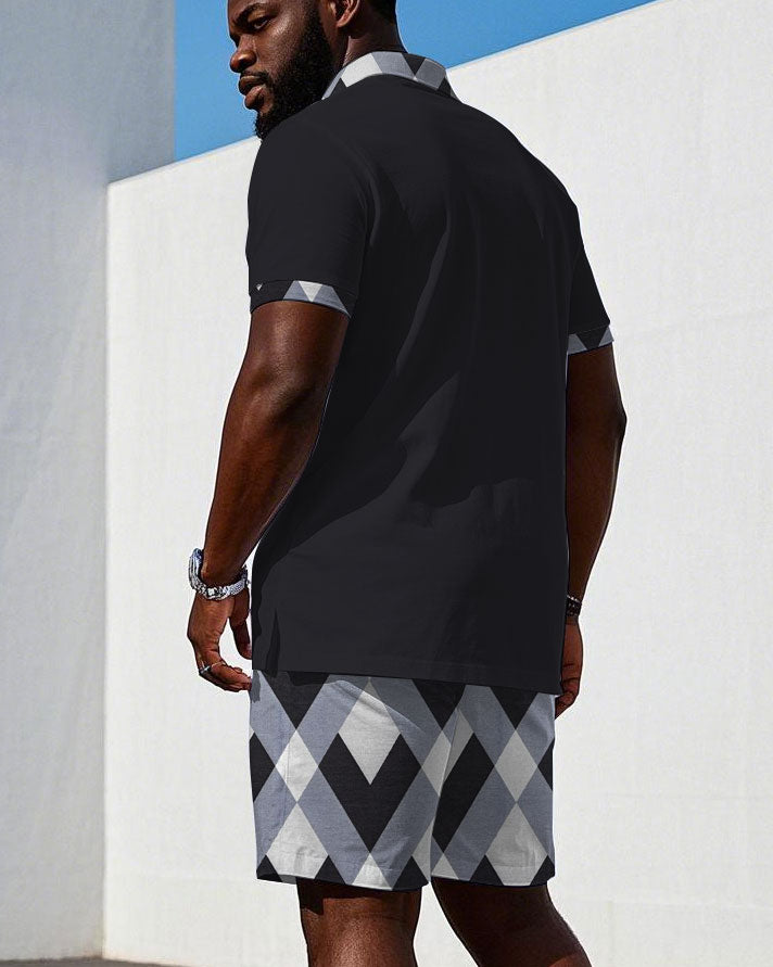 Big & Tall Blue Hawaiian Colorblock Jeans for big men view 4