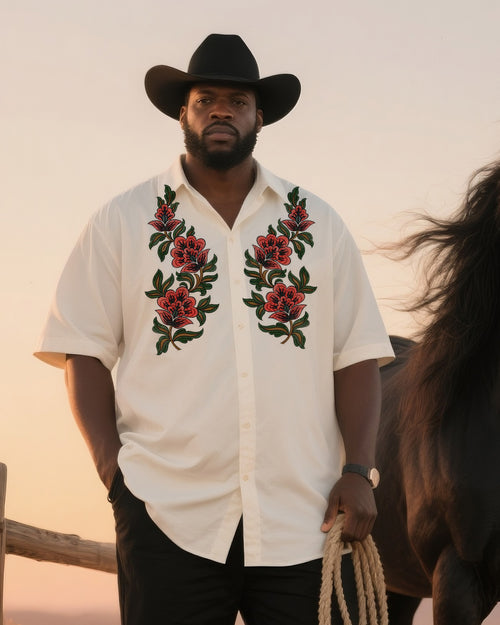 Big & Tall Western T-Shirt Pants Set for big men view 2