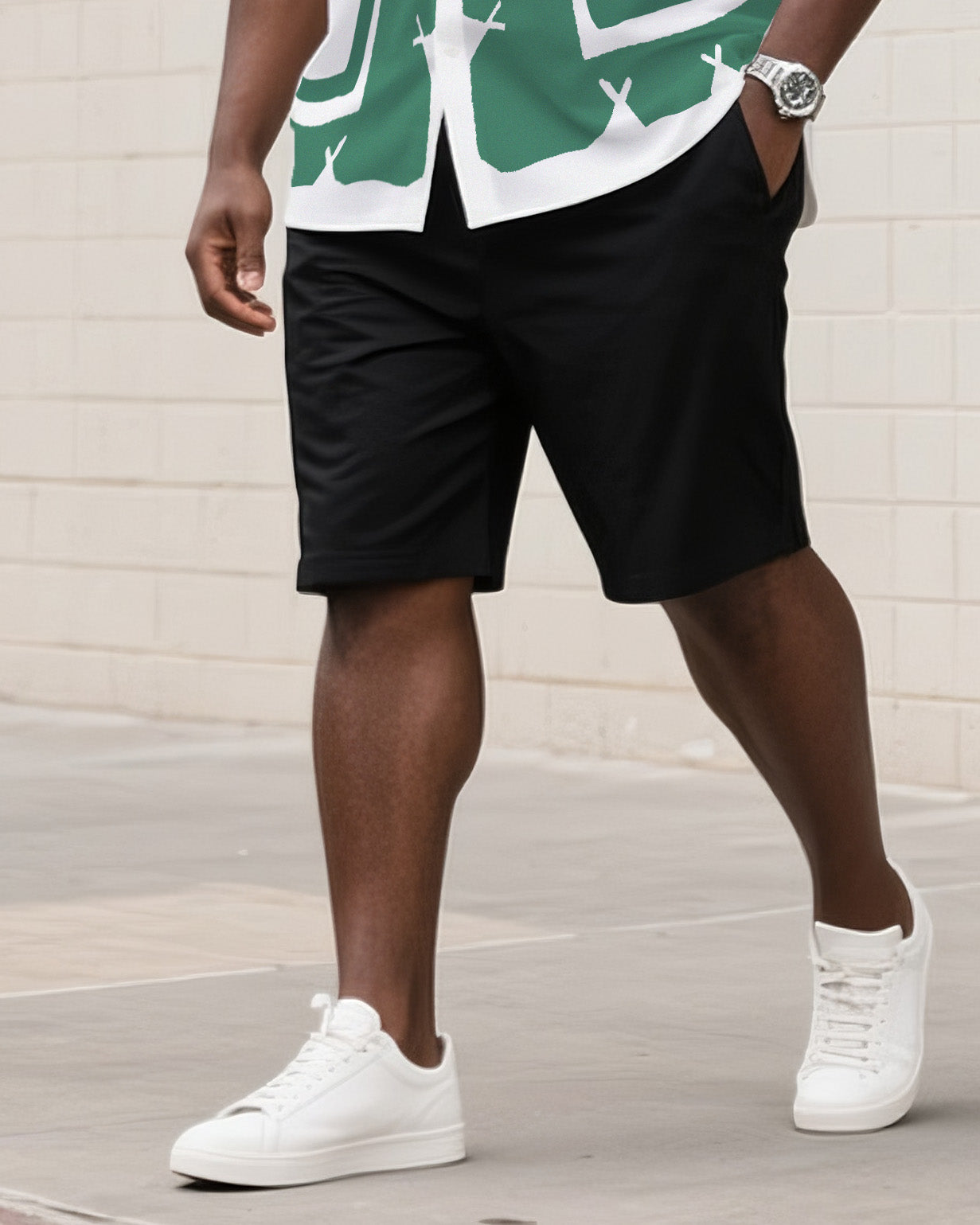 Big & Tall Hawaiian Graphic Shirt Shorts Set for big men view 3