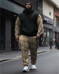 Big & Tall Colorblock Plaid Hoodie Sweatpants Set for big men view 1