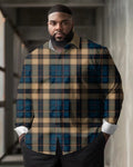 Big & Tall Plaid Shirt Pants Set for big men