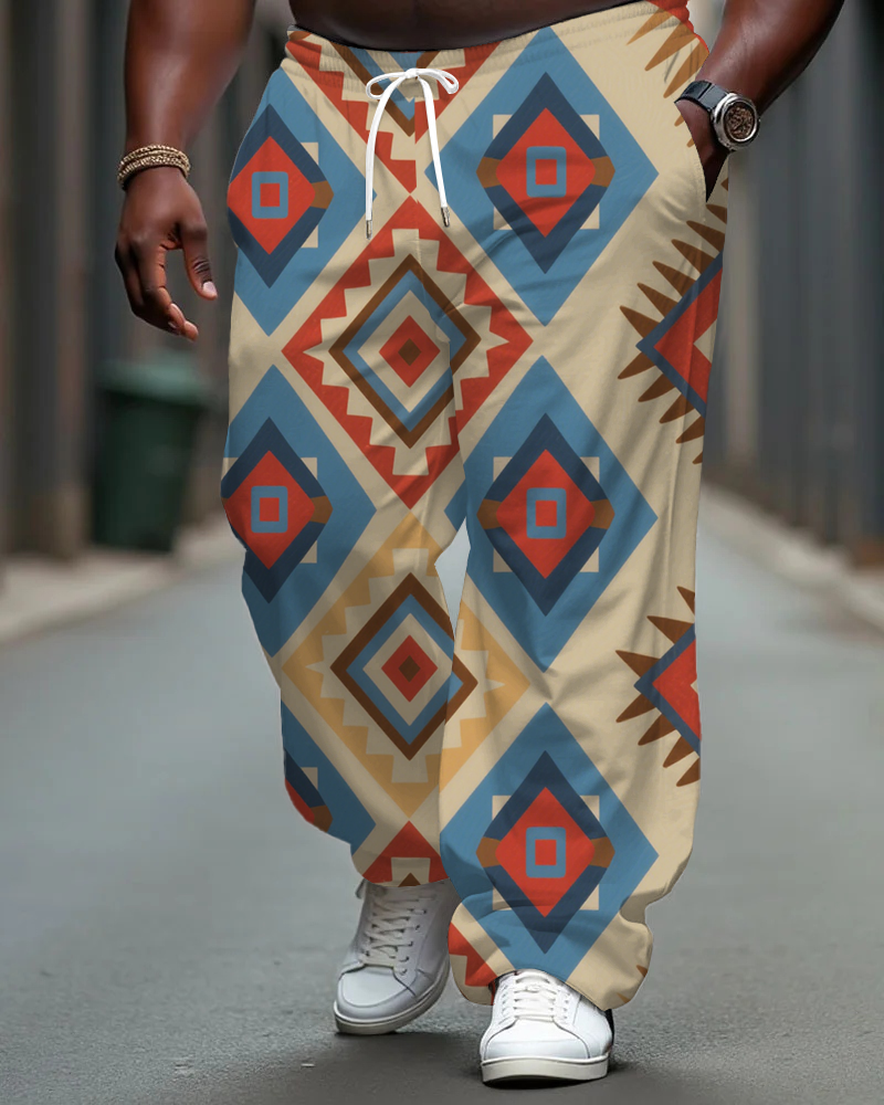 Big & Tall Geometric Vintage Pants for big men