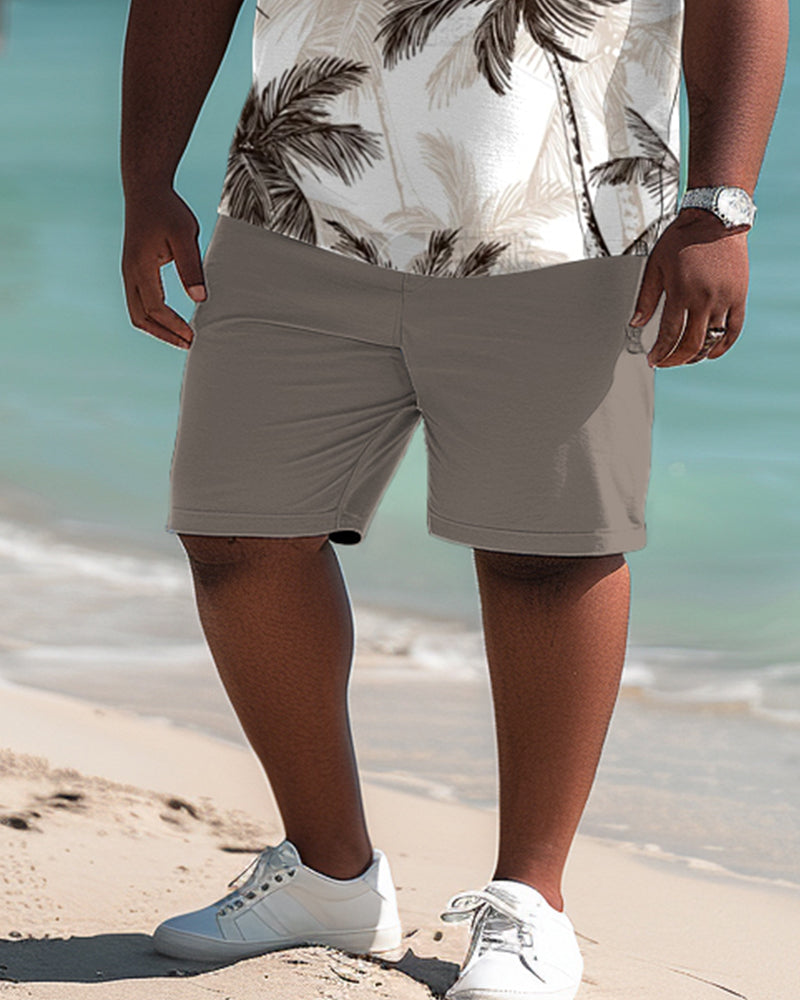 Big & Tall Hawaiian Tropical Graphic Polo Shorts Set for big men view 3