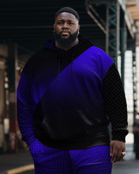 Big & Tall Geometric Streetwear Hoodie Sweatpants Set for big men view 2