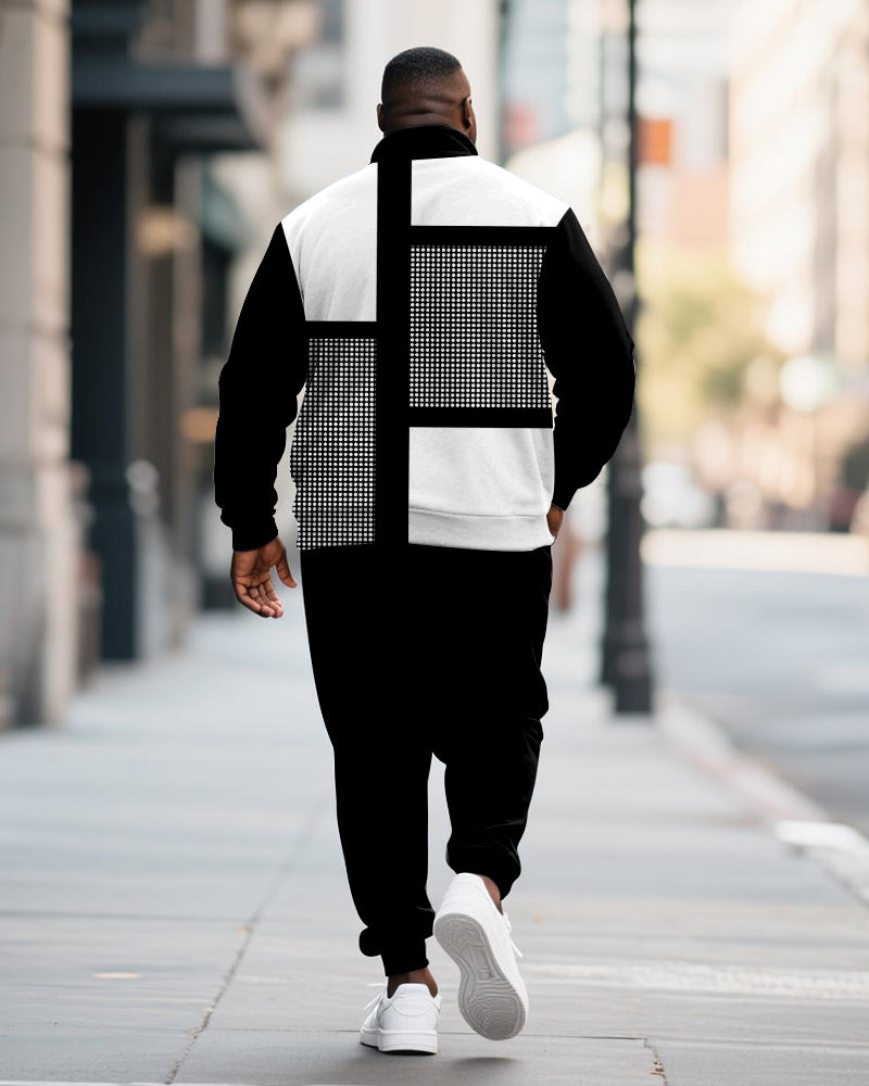 Big & Tall Colorblock Geometric Two-piece Set for big men view 4