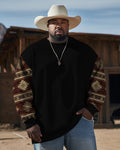 Big & Tall Black Western Colorblock Men's Clothing for big men