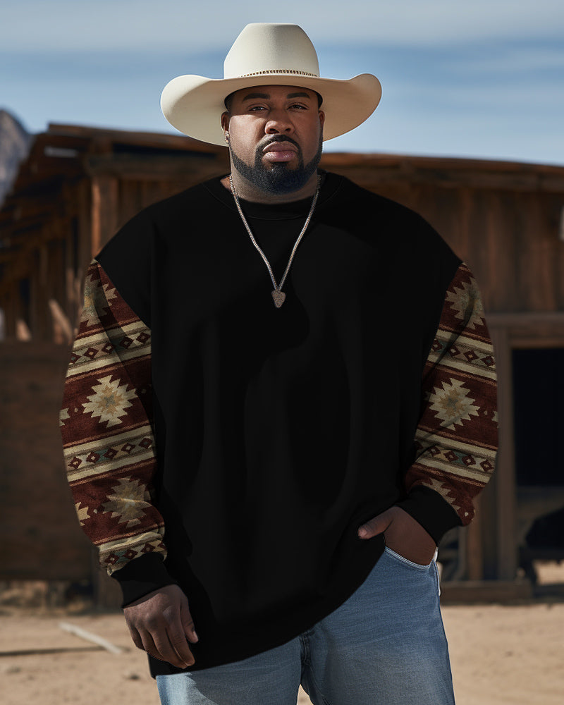 Big & Tall Black Western Colorblock Men's Clothing for big men