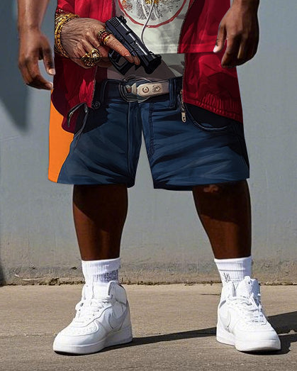 Big & Tall Streetwear T-Shirt Shorts Set for big men view 3
