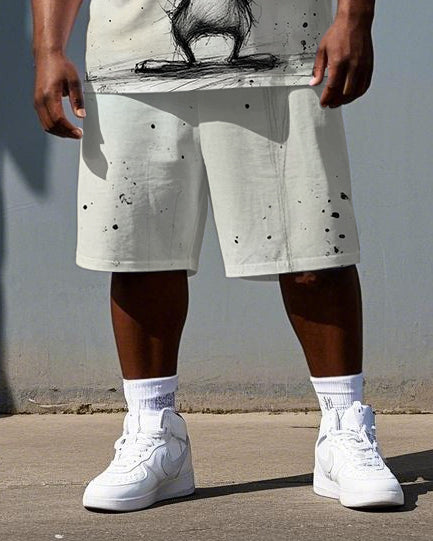 Big & Tall Graphic T-Shirt Shorts Set for big men view 3