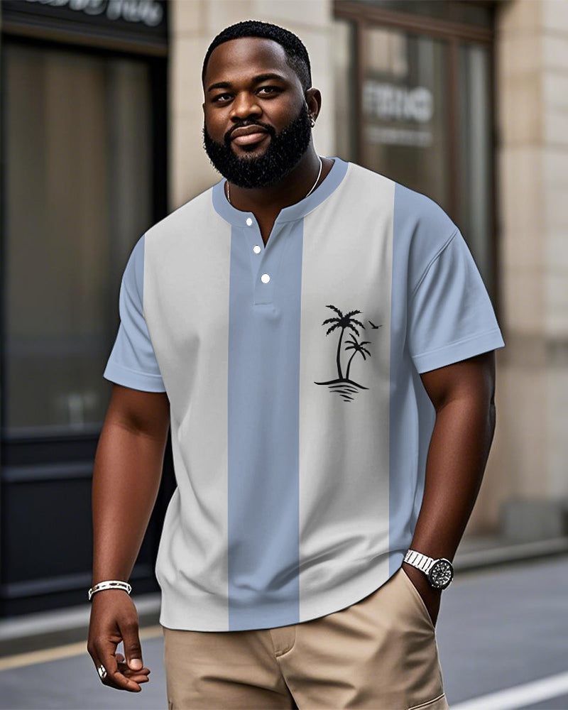 Big & Tall Blue Hawaiian Striped T-Shirt for big men view 1