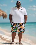 Big & Tall Hawaiian Graphic T-Shirt Shorts Set for big men view 1