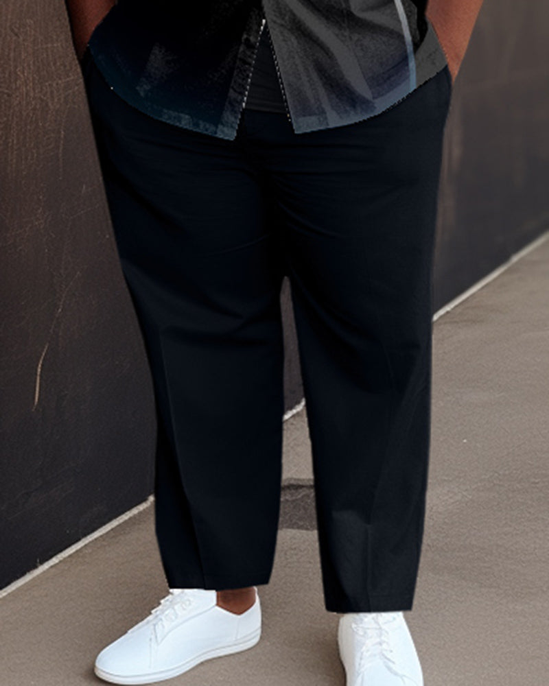 Big & Tall Black White Gradient Shirt Pants Set for big men view 3