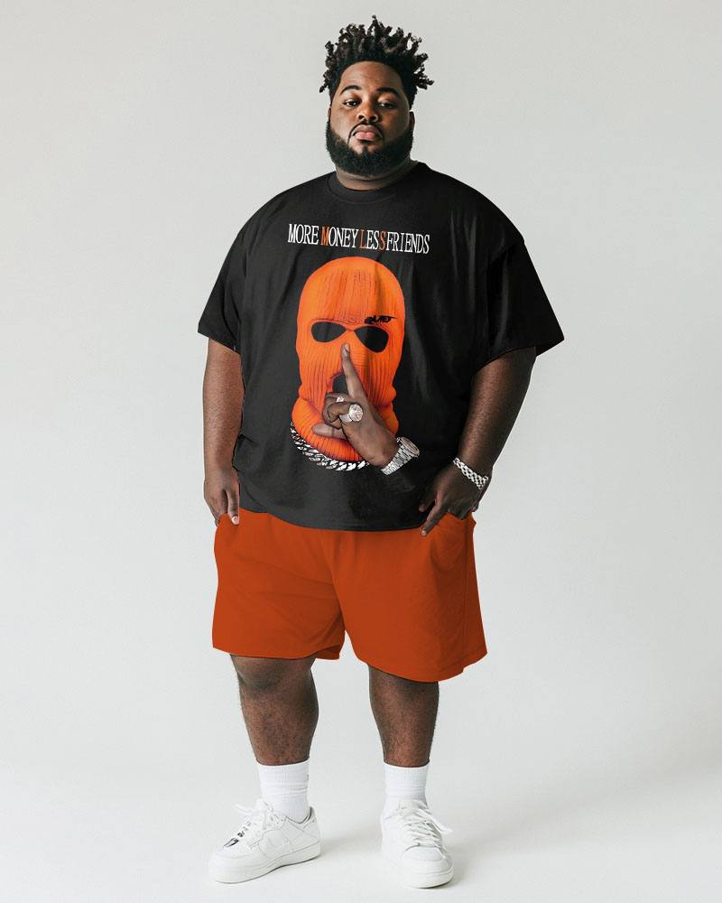 Big & Tall Orange Graphic T-Shirt Shorts Set for big men view 1
