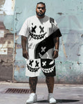 Big & Tall Smiley T-Shirt Shorts Set for big men view 1