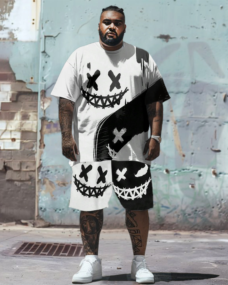 Big & Tall Smiley T-Shirt Shorts Set for big men view 1