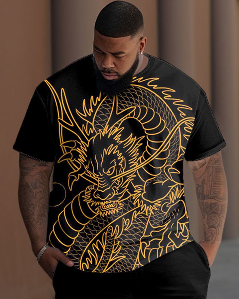 Big & Tall Black Graphic T-Shirt Pants Set for big men view 2