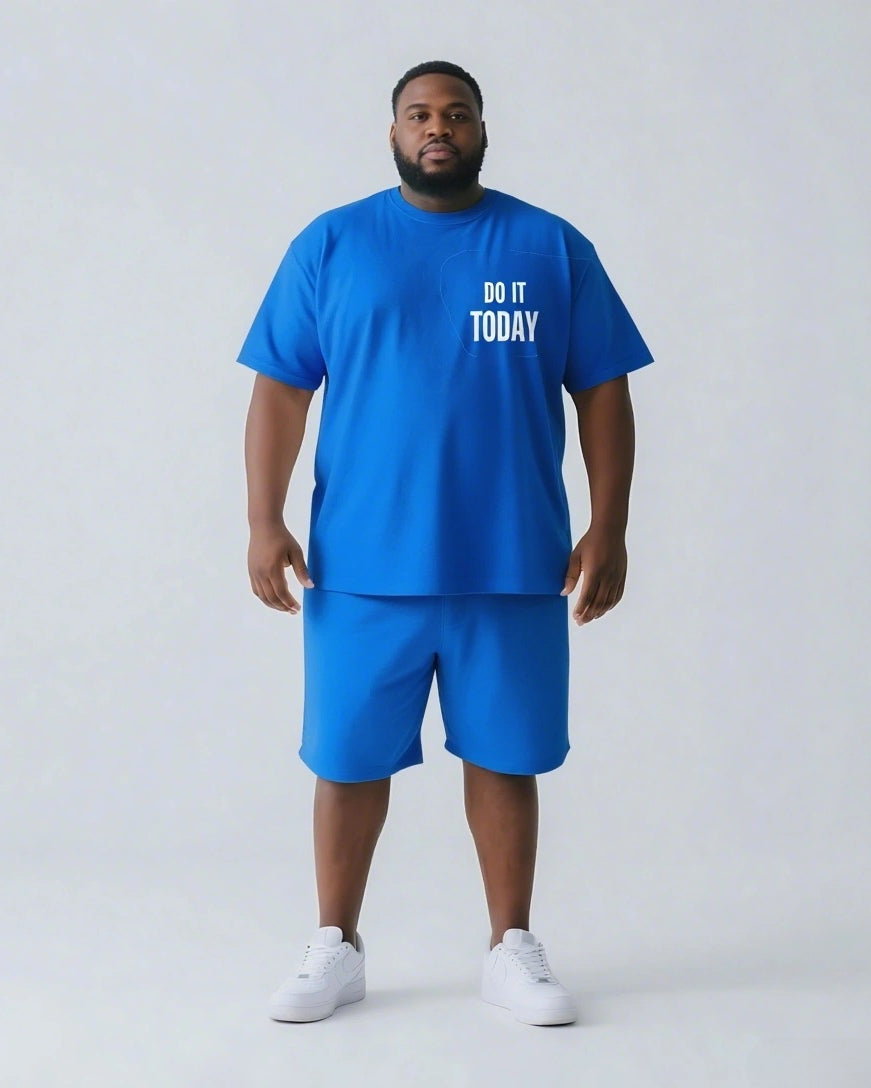 Big & Tall Graphic Streetwear Two-piece Set for big men view 11