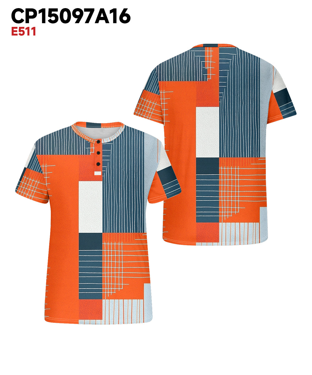 Big & Tall Orange Geometric Striped T-Shirt for big men view 3
