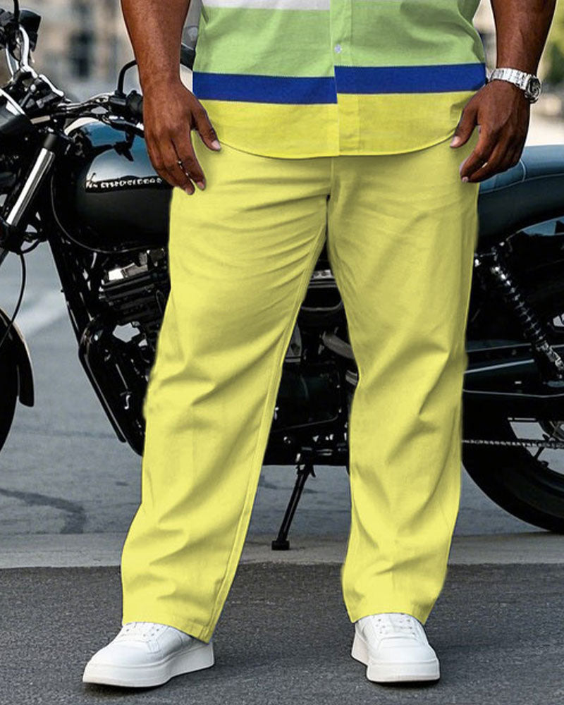Big & Tall Striped T-Shirt Pants Set for big men view 3