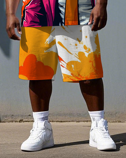 Big & Tall Streetwear T-Shirt Shorts Set for big men view 3