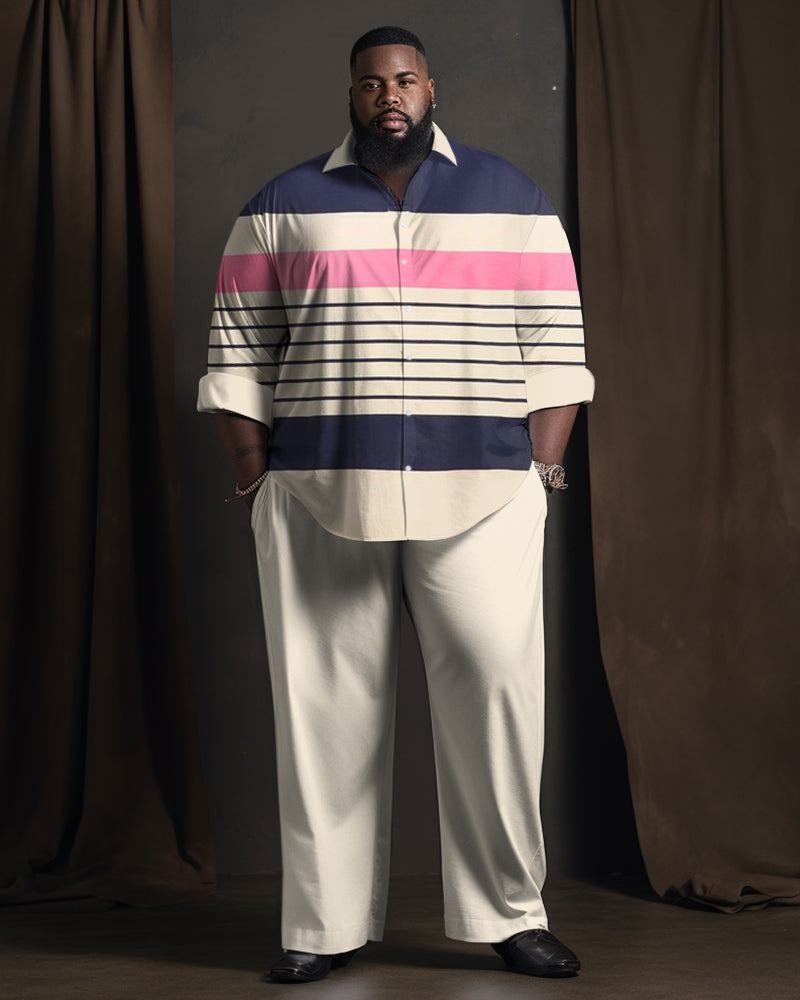 Big & Tall Colorblock Shirt Pants Set for big men view 1