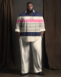 Big & Tall Colorblock Shirt Pants Set for big men view 1