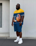 Big & Tall Colorblock T-Shirt Shorts Set for big men view 1