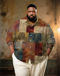 Big & Tall Graphic Patchwork Long Sleeve Shirt for big men view 1