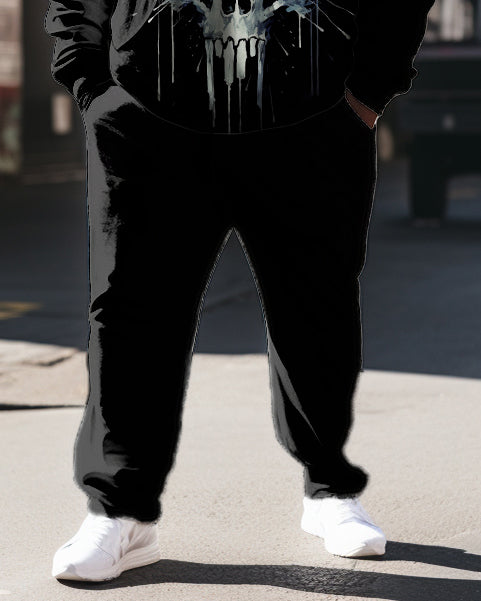 Big & Tall Graffiti Skull Hoodie Sweatpants Set for big men view 3
