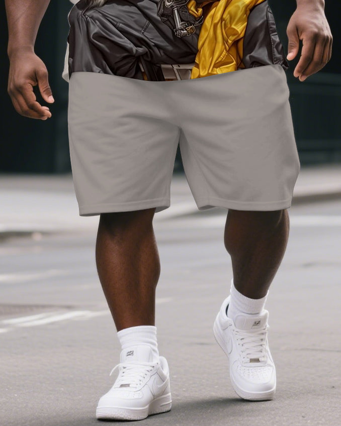 Big & Tall Graphic T-Shirt Shorts Set for big men view 3