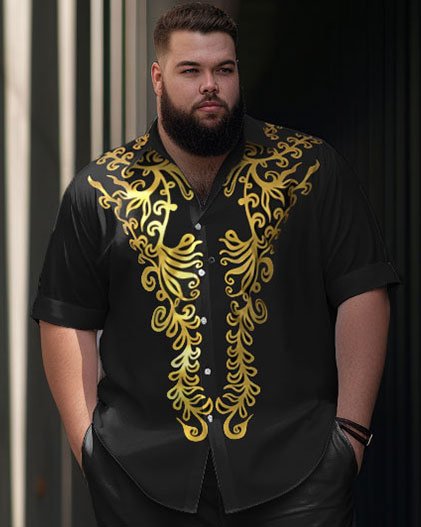 Big & Tall Business Casual Streetwear Shirt Pants Set for big men view 2