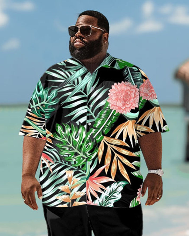 Big & Tall Hawaiian Graphic Floral Jeans for big men view 2