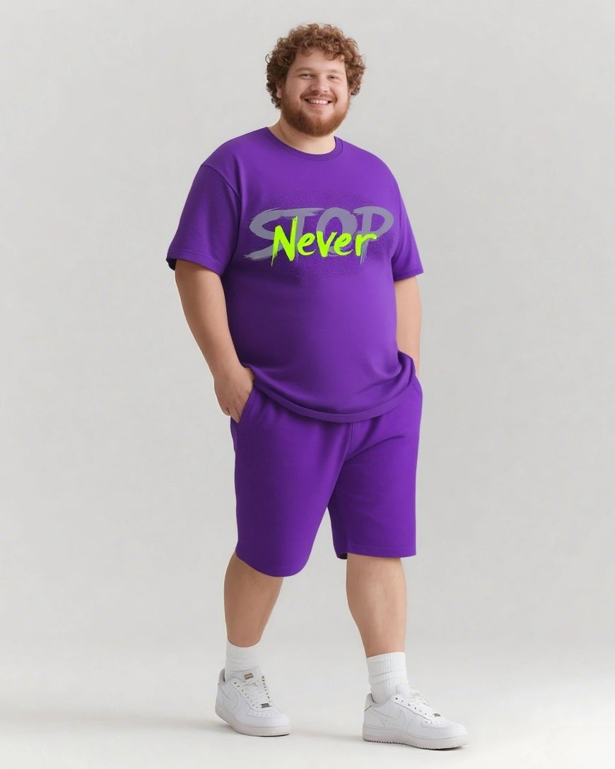 Big & Tall Graphic Streetwear T-Shirt Shorts Set for big men view 6