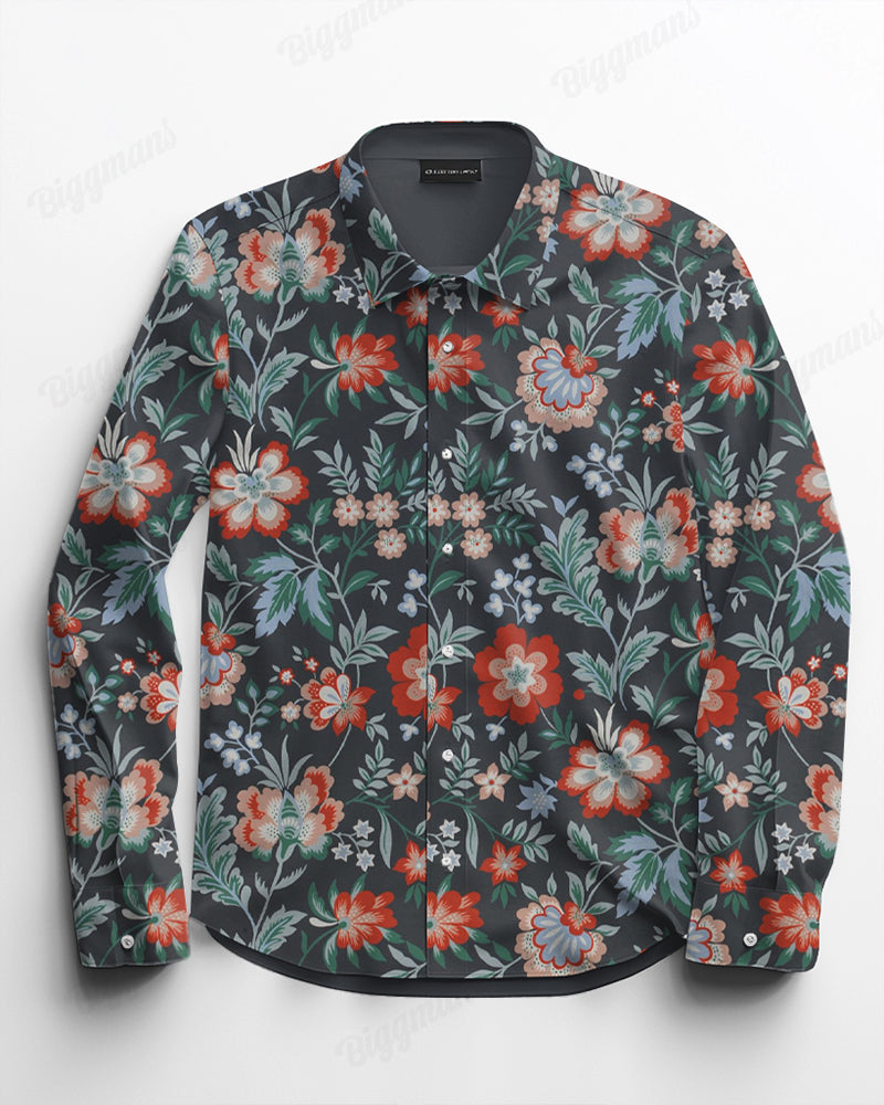 Big & Tall Gray Streetwear Long Sleeve Shirt for big men view 2