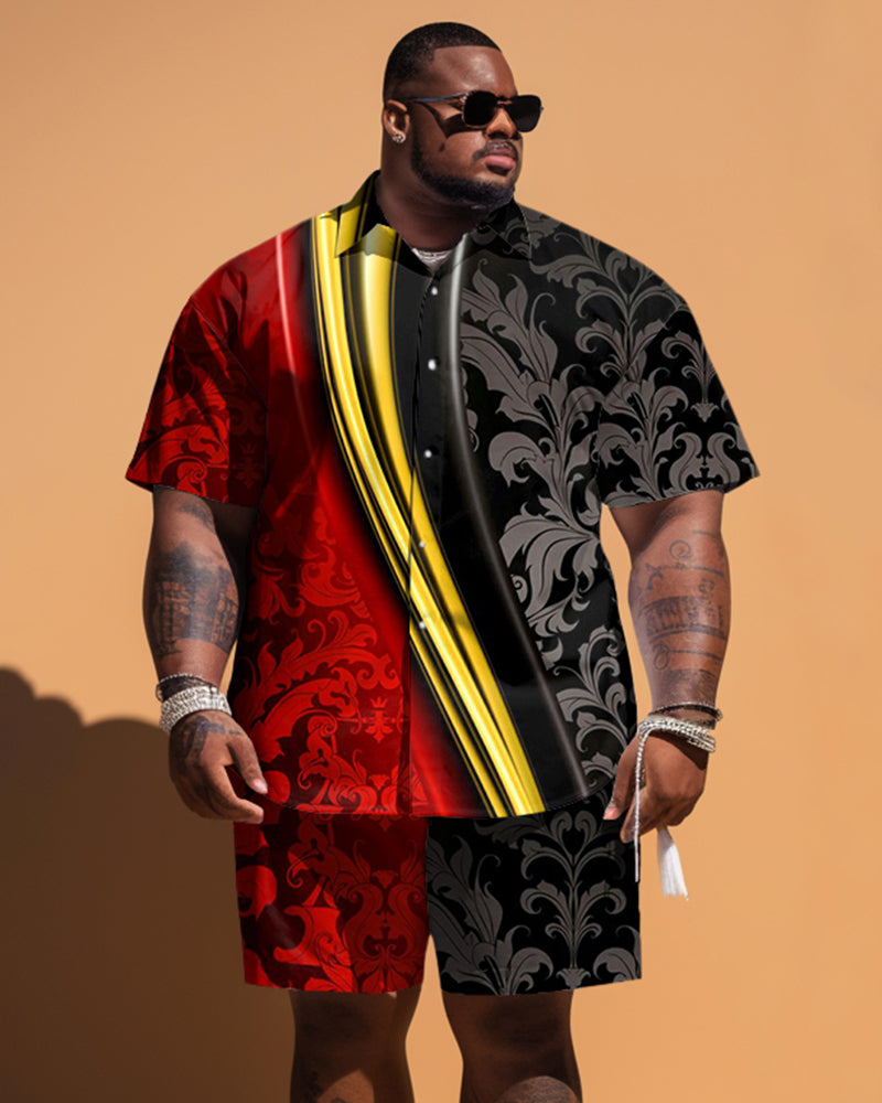 Big & Tall Colorblock T-Shirt Shorts Set for big men view 1