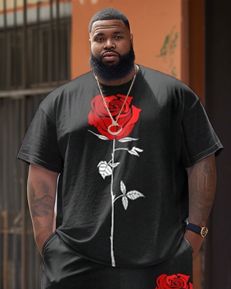 Big & Tall Graphic T-Shirt Shorts Set for big men view 2
