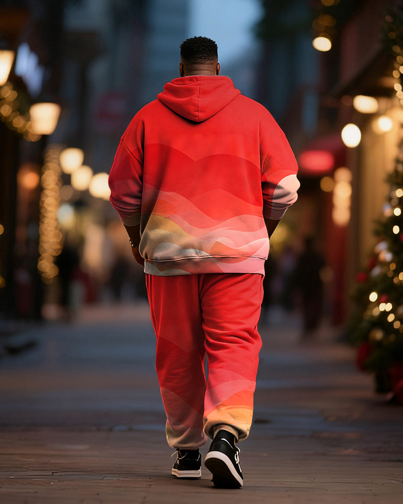 Big & Tall Gradient Graphic Hoodie Sweatpants Set for big men view 4