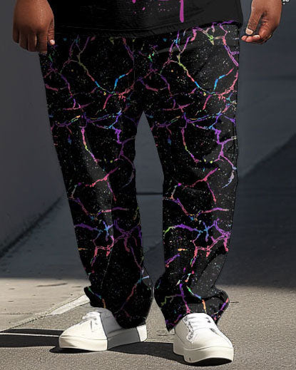 Big & Tall Graphic Splash Ink T-Shirt Pants Set for big men view 3