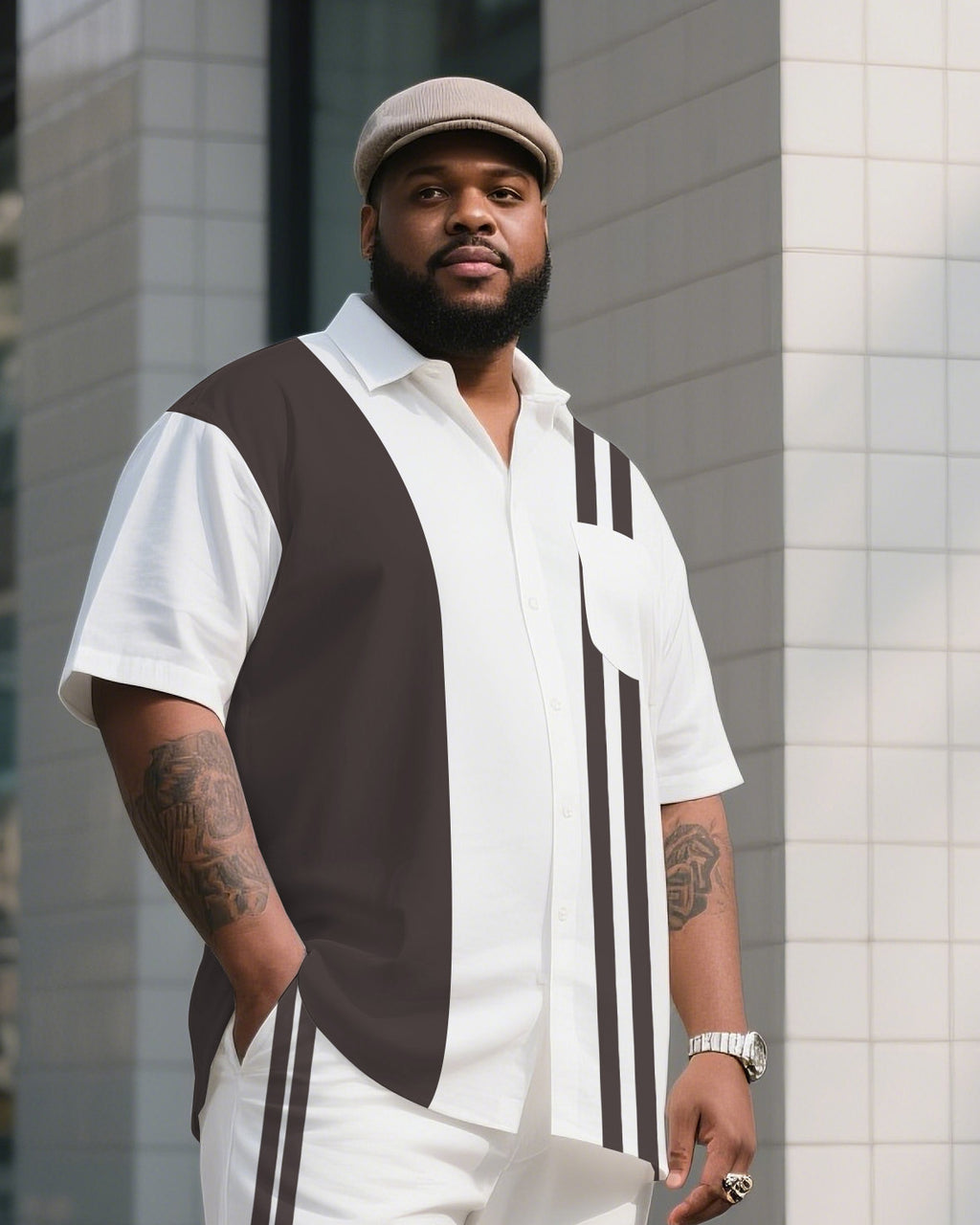 Big & Tall Colorblock T-Shirt Pants Set for big men view 2