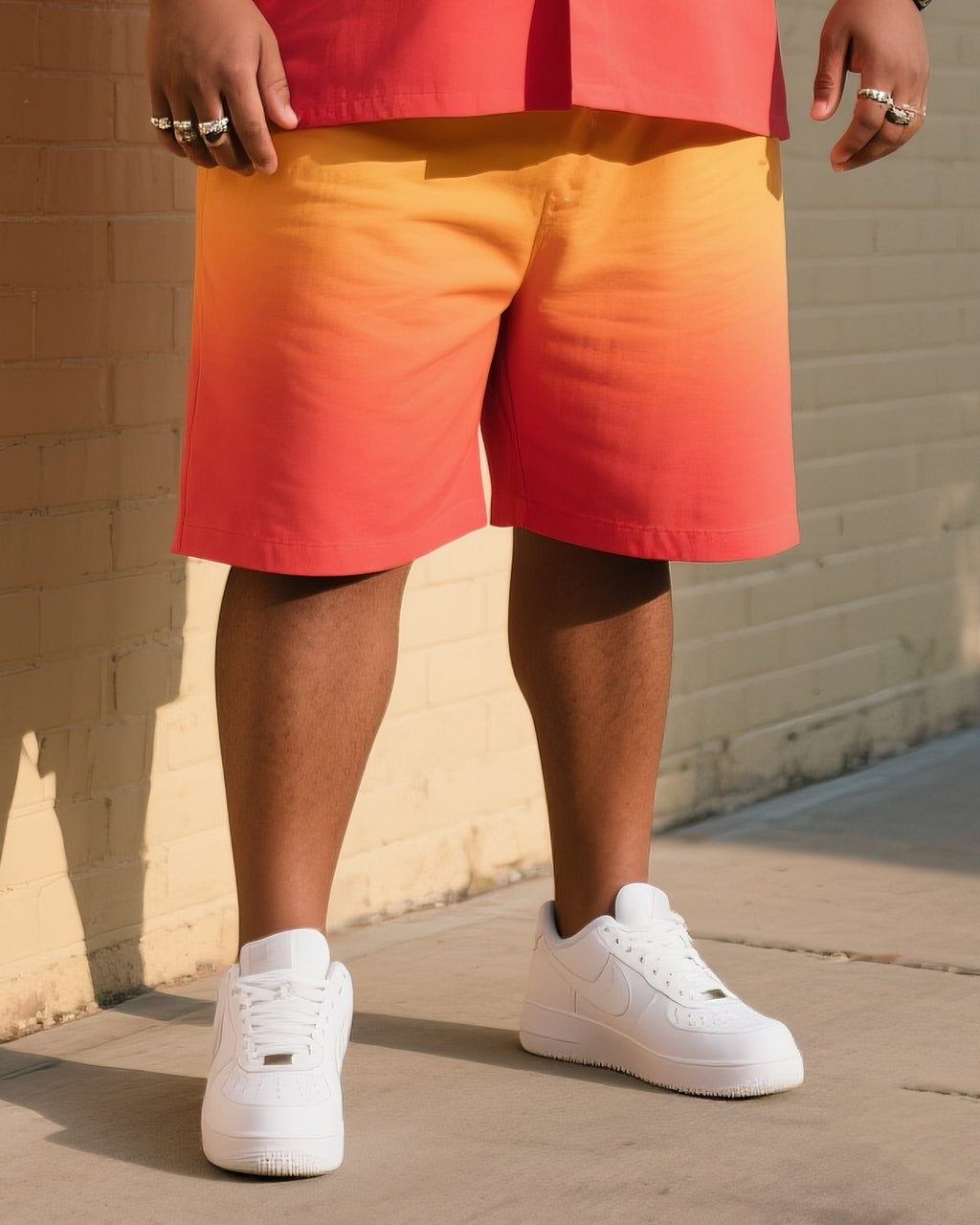 Big & Tall Gradient T-Shirt Shorts Set for big men view 3