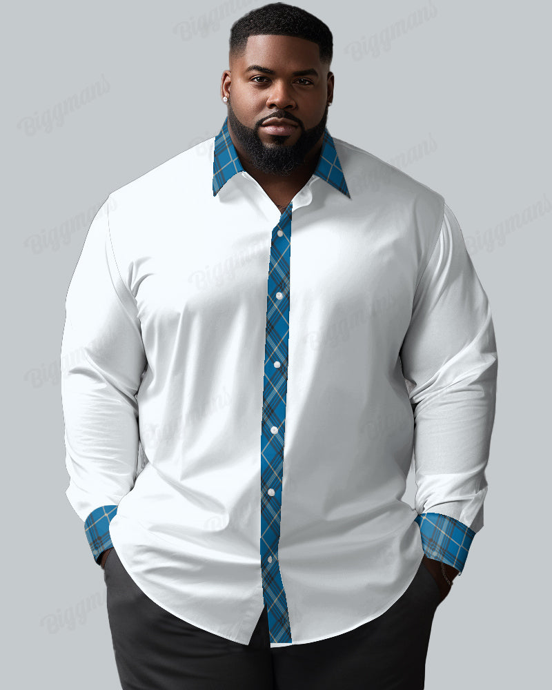 Big & Tall Geometric Patchwork Long Sleeve Shirt for big men view 1