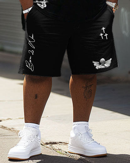 Big & Tall Graphic Streetwear T-Shirt Shorts Set for big men view 4